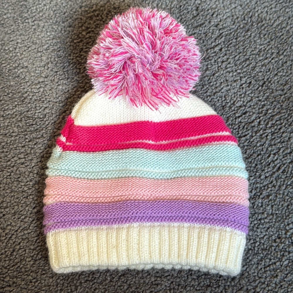 NWOT - Wonder Nation Striped Pom-Pom Beanie. Youth. One Size Youth.